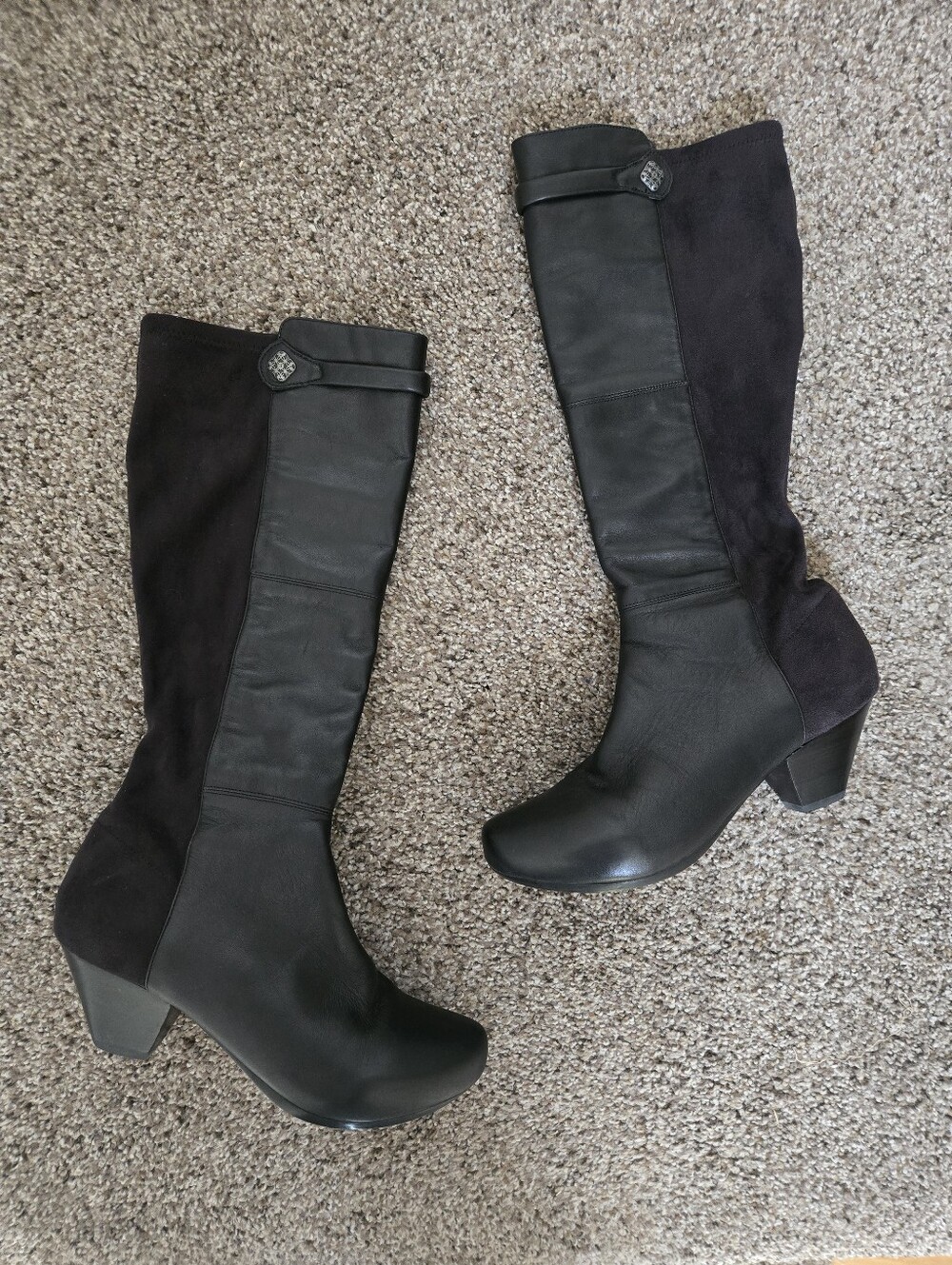 Dansko Bethany Knee High Heeled Boots Size EU 39 US 8.5-9 Leather/Fabric